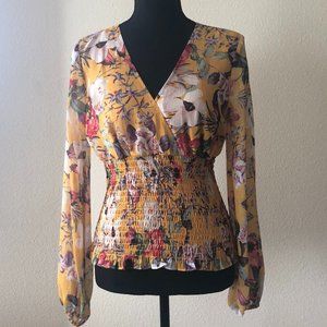 Inc International Concepts Long Sleeve Smocked Top